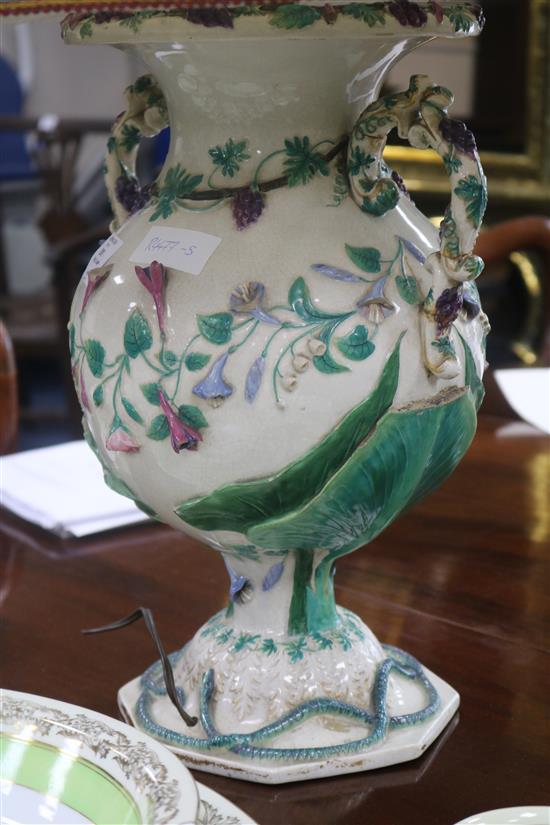 A large Rorstrand pottery vase mounted as a lamp